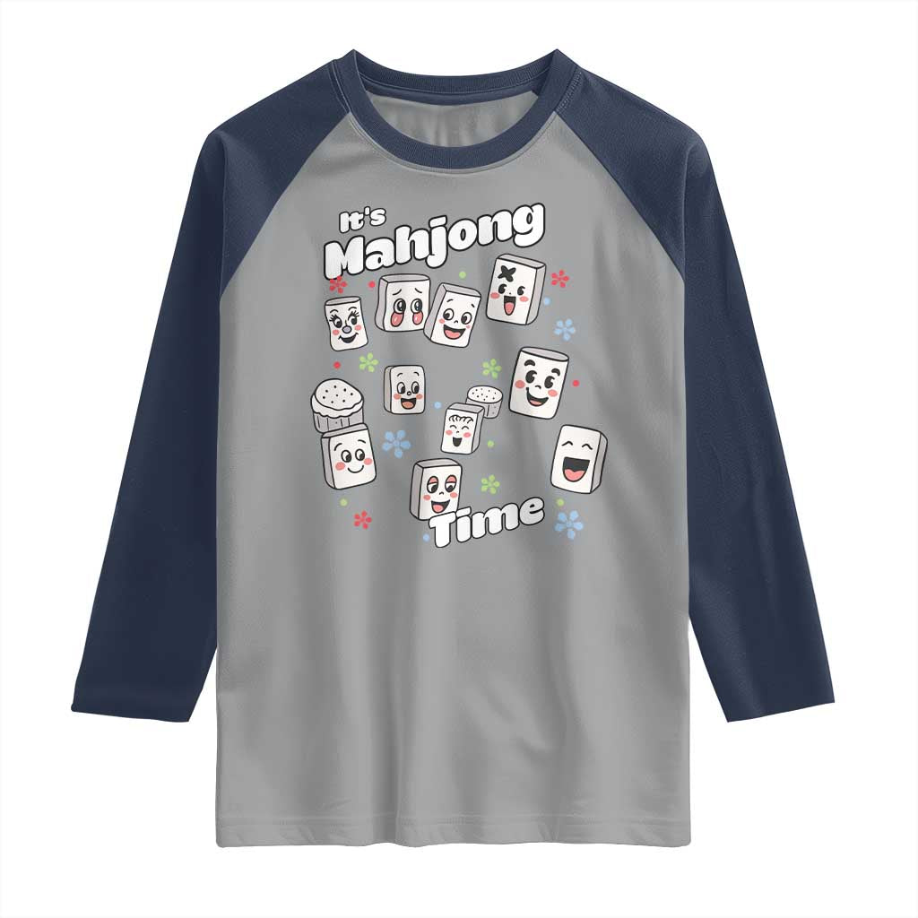 It Is Mahjong Time Raglan Shirt Mahjong Lover Gift TS12 Sport Gray Navy Print Your Wear