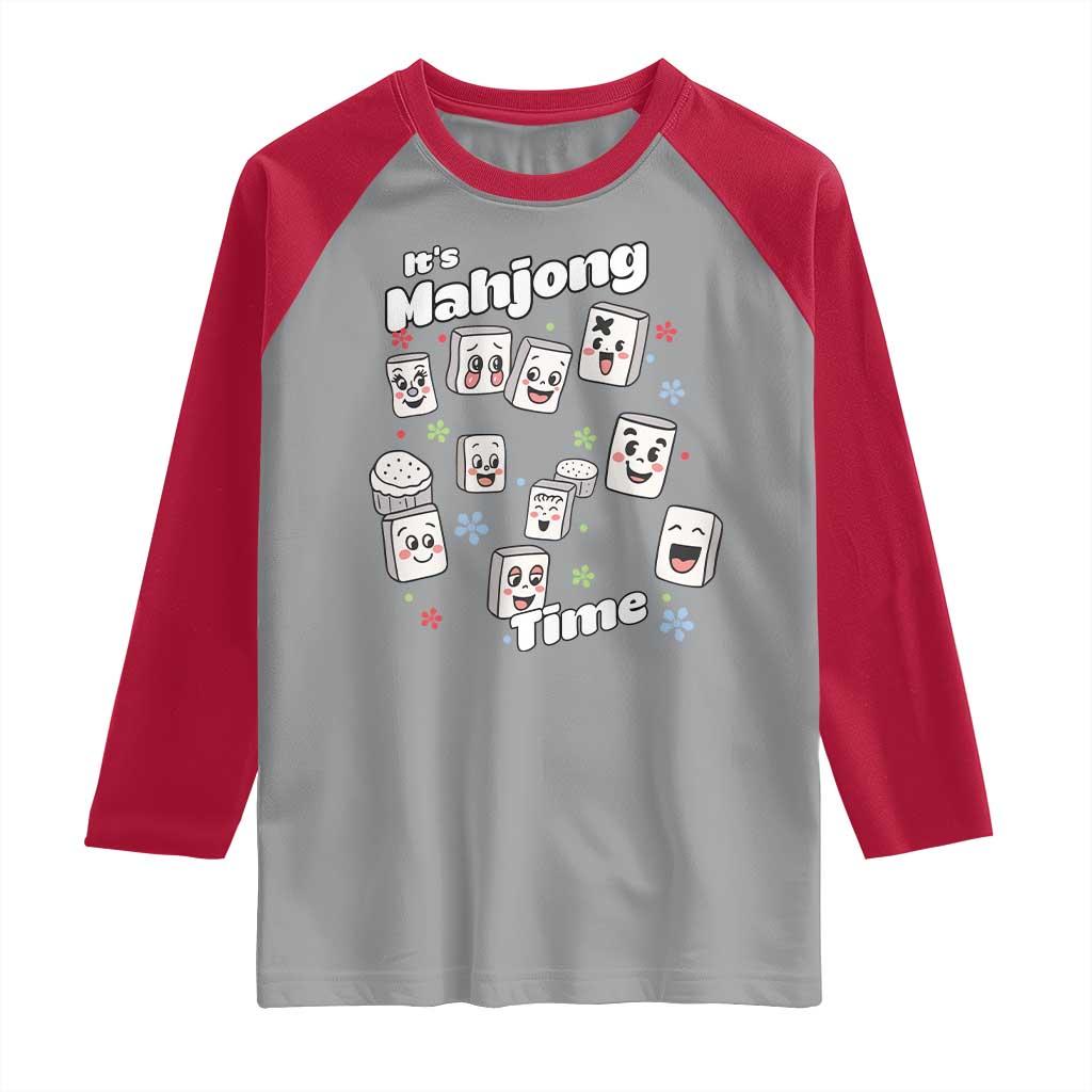 It Is Mahjong Time Raglan Shirt Mahjong Lover Gift TS12 Sport Gray Red Print Your Wear