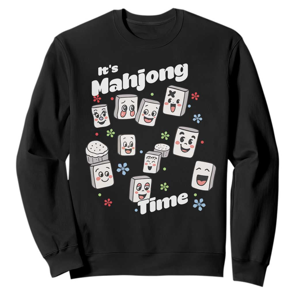 It Is Mahjong Time Sweatshirt Mahjong Lover Gift TS12 Black Print Your Wear