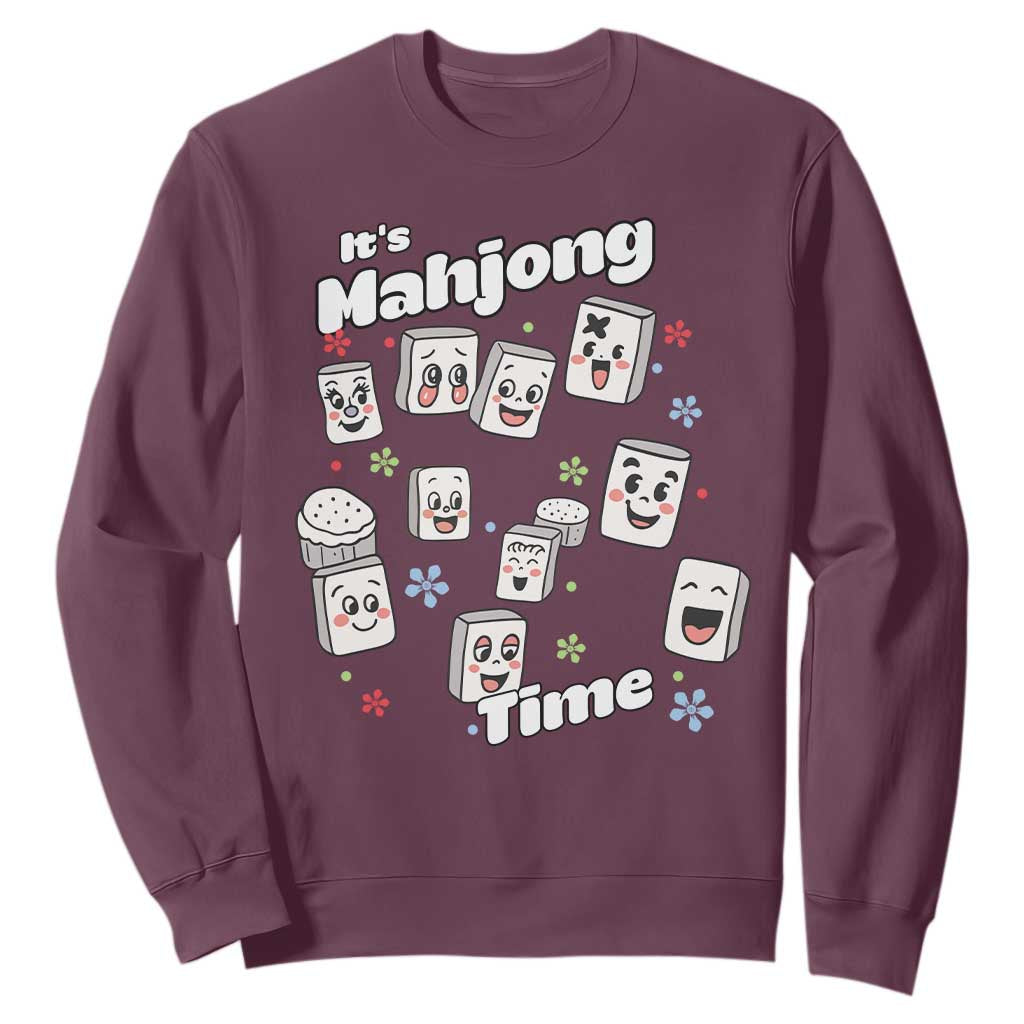 It Is Mahjong Time Sweatshirt Mahjong Lover Gift TS12 Maroon Print Your Wear