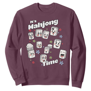 It Is Mahjong Time Sweatshirt Mahjong Lover Gift TS12 Maroon Print Your Wear