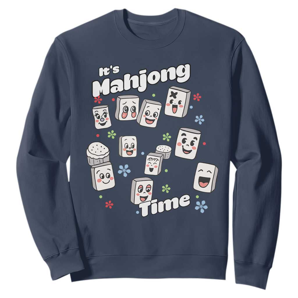 It Is Mahjong Time Sweatshirt Mahjong Lover Gift TS12 Navy Print Your Wear