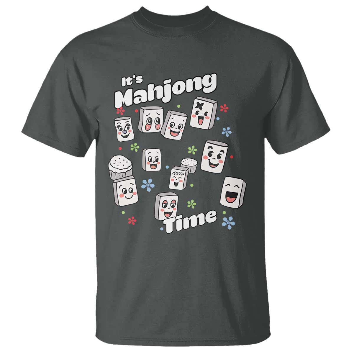 It Is Mahjong Time T Shirt Mahjong Lover Gift TS12 Dark Heather Print Your Wear