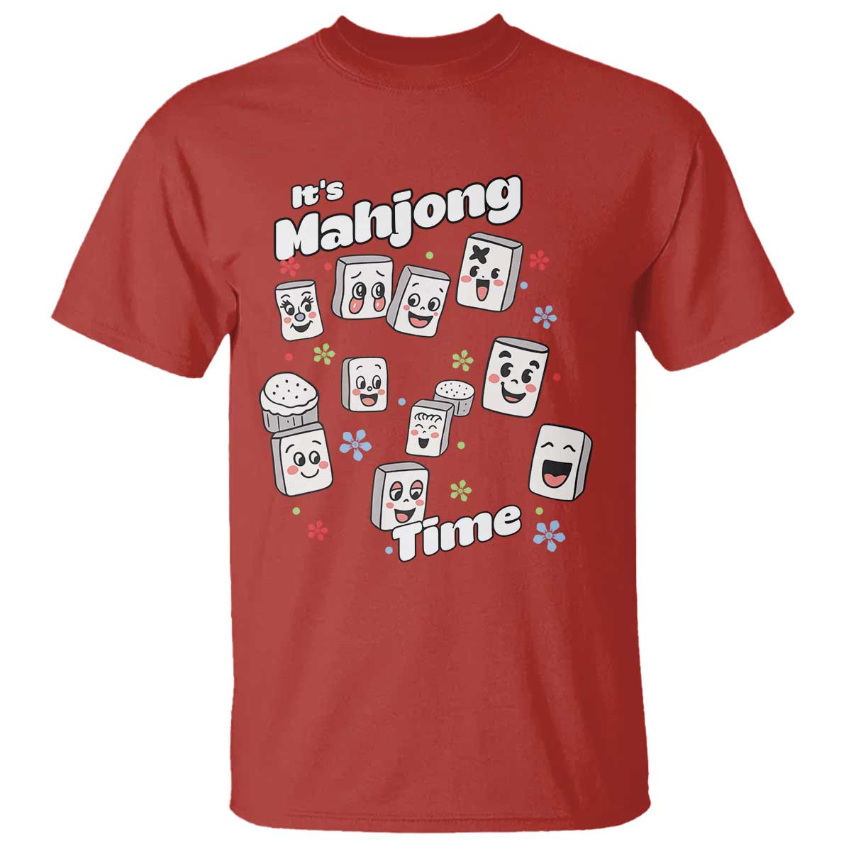 It Is Mahjong Time T Shirt Mahjong Lover Gift TS12 Red Print Your Wear