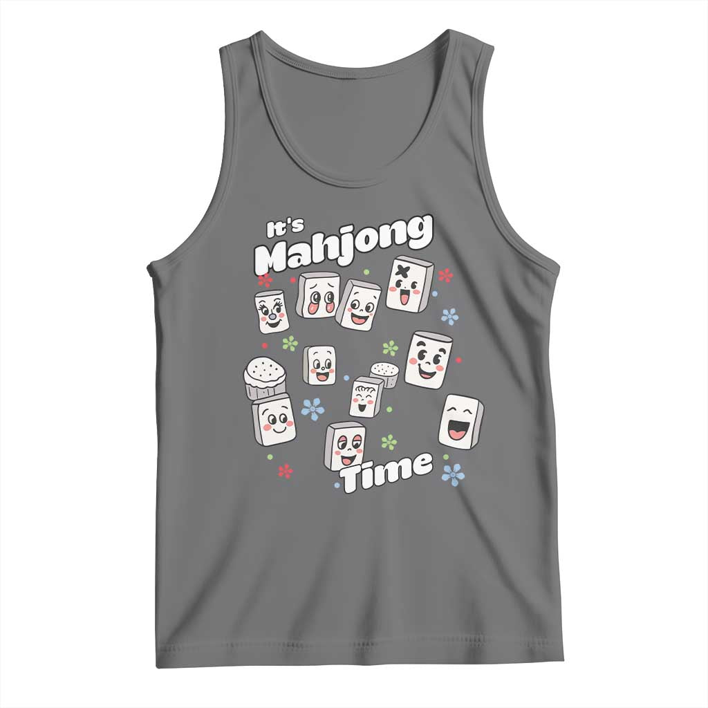 It Is Mahjong Time Tank Top Mahjong Lover Gift TS12 Black Heather Print Your Wear