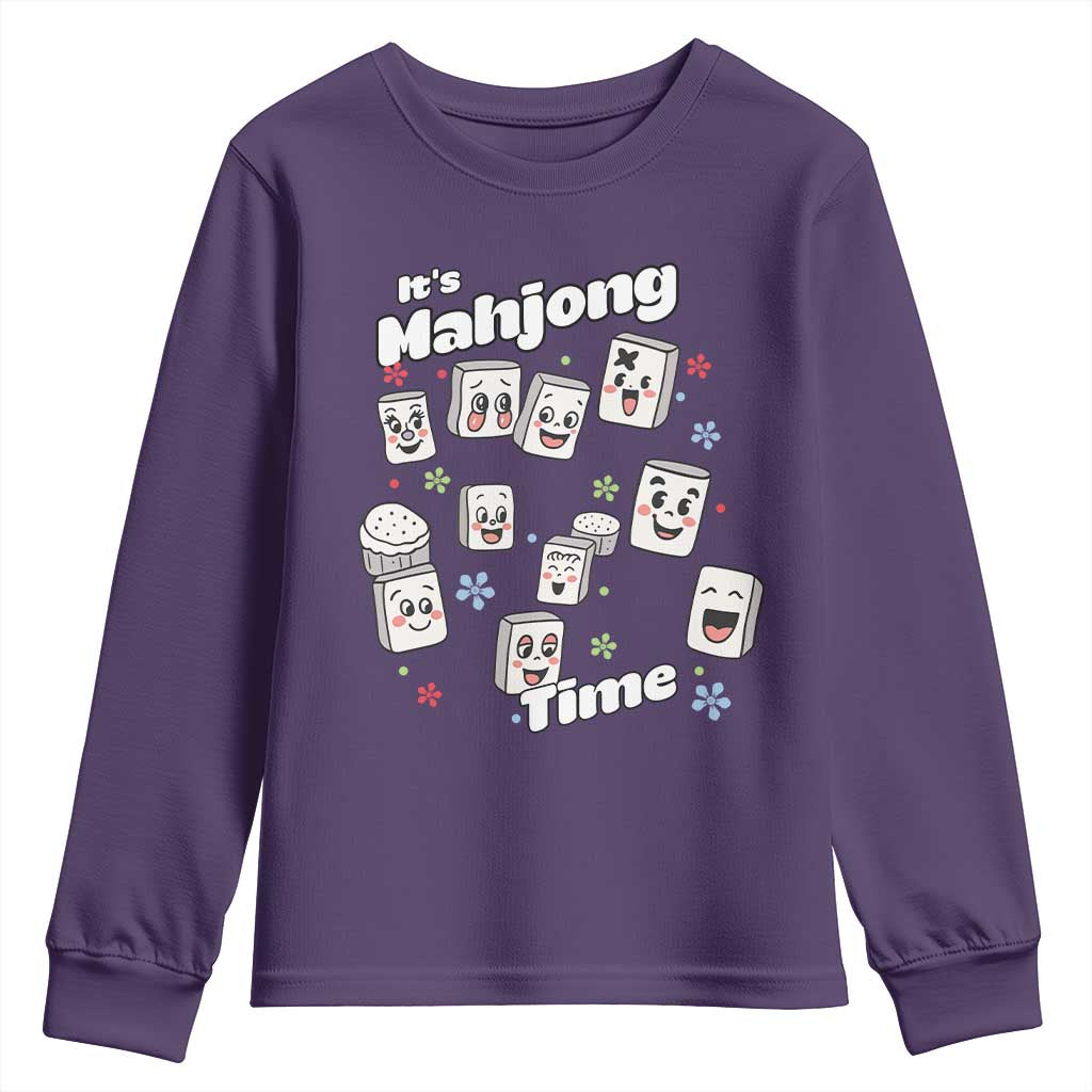 It Is Mahjong Time Youth Sweatshirt Mahjong Lover Gift TS12 Purple Print Your Wear