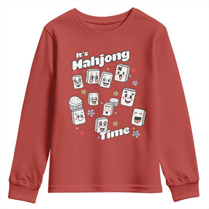 It Is Mahjong Time Youth Sweatshirt Mahjong Lover Gift TS12 Red Print Your Wear