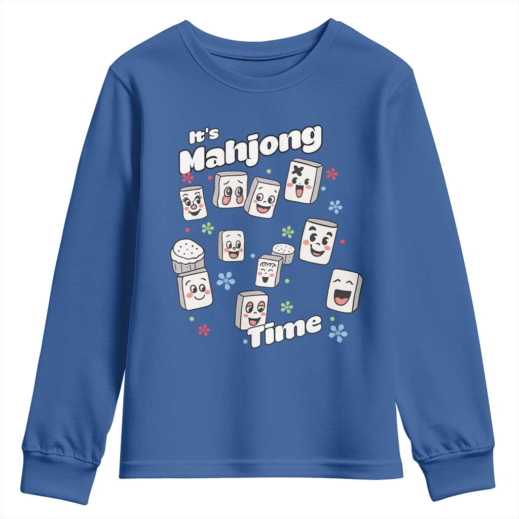 It Is Mahjong Time Youth Sweatshirt Mahjong Lover Gift TS12 Royal Blue Print Your Wear