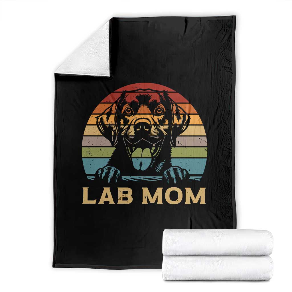Lab Mom Throw Blanket Retro Sunset Dog Mom Gift TS12 Black Print Your Wear