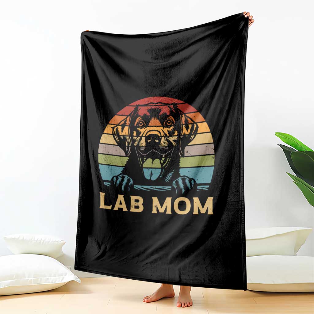 Lab Mom Throw Blanket Retro Sunset Dog Mom Gift TS12 Print Your Wear