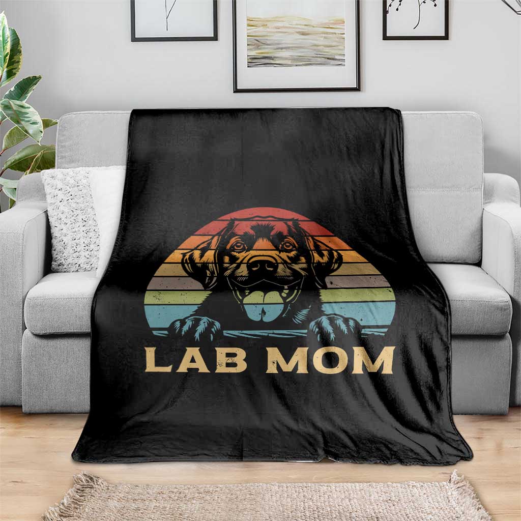 Lab Mom Throw Blanket Retro Sunset Dog Mom Gift TS12 Print Your Wear