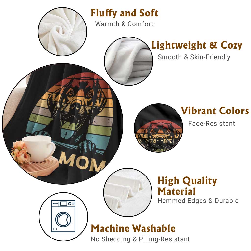 Lab Mom Throw Blanket Retro Sunset Dog Mom Gift TS12 Print Your Wear