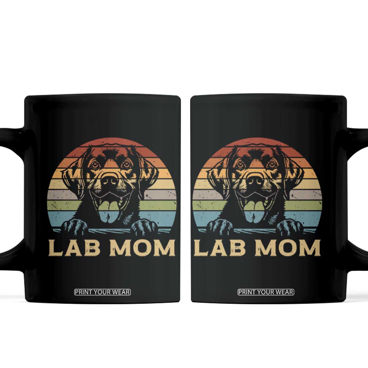 Lab Mom Coffee Mug Retro Sunset Dog Mom Gift TS12 Black Print Your Wear