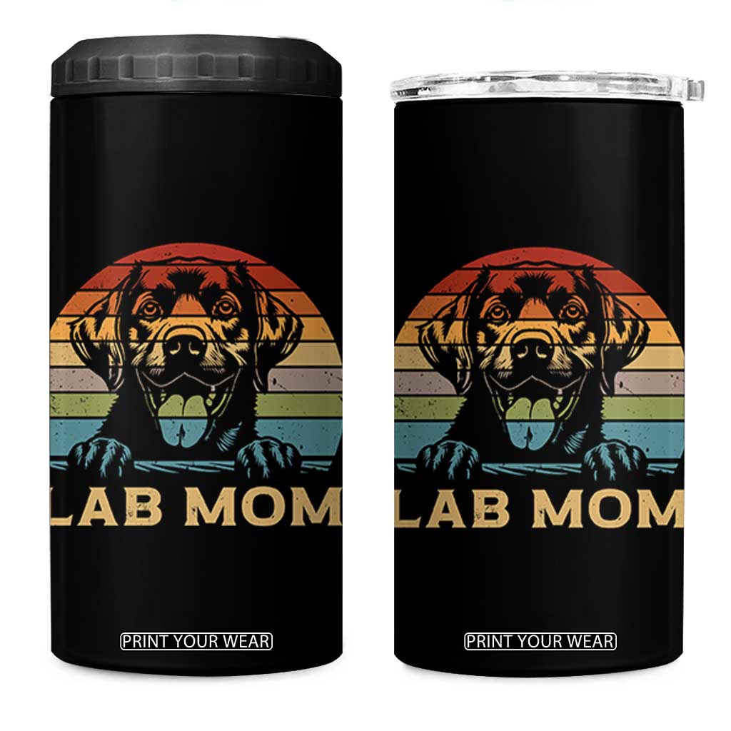 Lab Mom 4 in 1 Can Cooler Tumbler Retro Sunset Dog Mom Gift TS12 One Size: 16 oz Black Print Your Wear