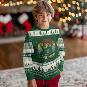 Lab Mom Ugly Christmas Sweater Retro Sunset Dog Mom Gift TS12 Forest Green Beige Print Your Wear