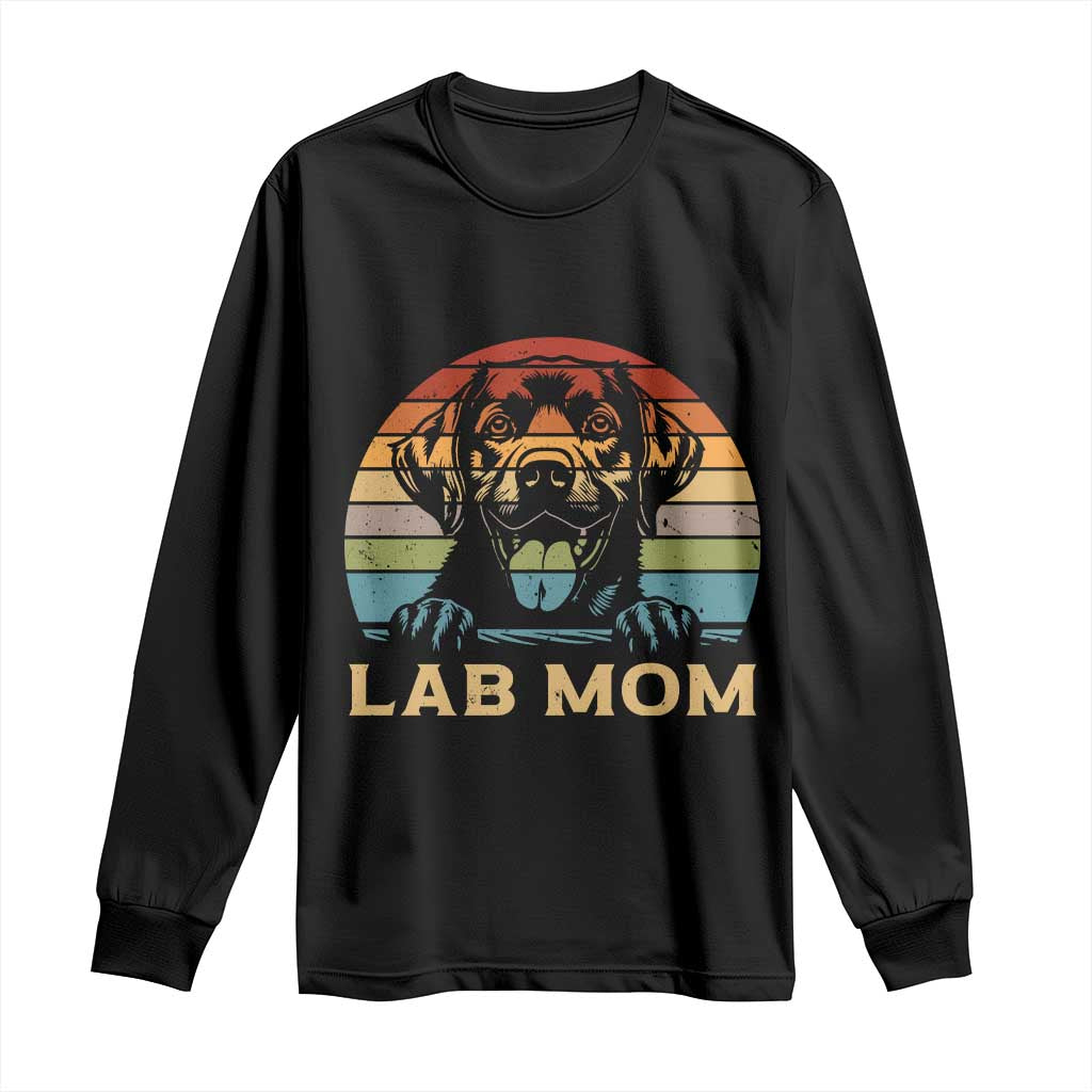 Lab Mom Long Sleeve Shirt Retro Sunset Dog Mom Gift TS12 Black Print Your Wear