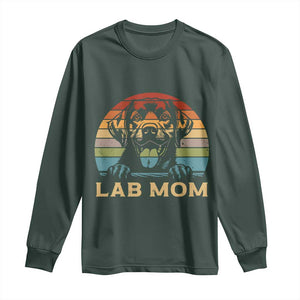 Lab Mom Long Sleeve Shirt Retro Sunset Dog Mom Gift TS12 Dark Forest Green Print Your Wear