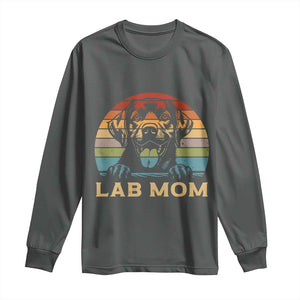 Lab Mom Long Sleeve Shirt Retro Sunset Dog Mom Gift TS12 Dark Heather Print Your Wear