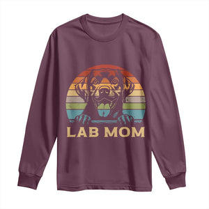 Lab Mom Long Sleeve Shirt Retro Sunset Dog Mom Gift TS12 Maroon Print Your Wear
