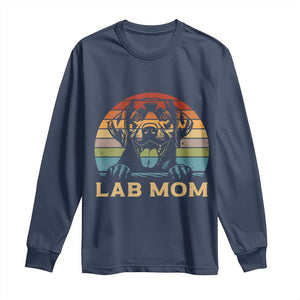 Lab Mom Long Sleeve Shirt Retro Sunset Dog Mom Gift TS12 Navy Print Your Wear