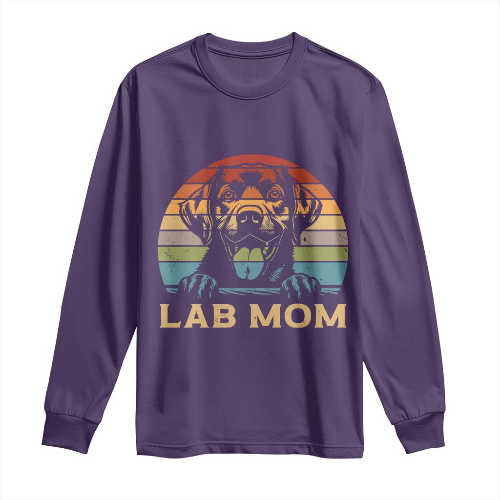 Lab Mom Long Sleeve Shirt Retro Sunset Dog Mom Gift TS12 Purple Print Your Wear
