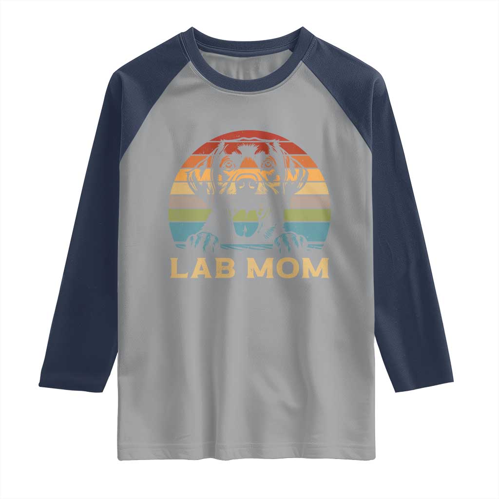 Lab Mom Raglan Shirt Retro Sunset Dog Mom Gift TS12 Sport Gray Navy Print Your Wear