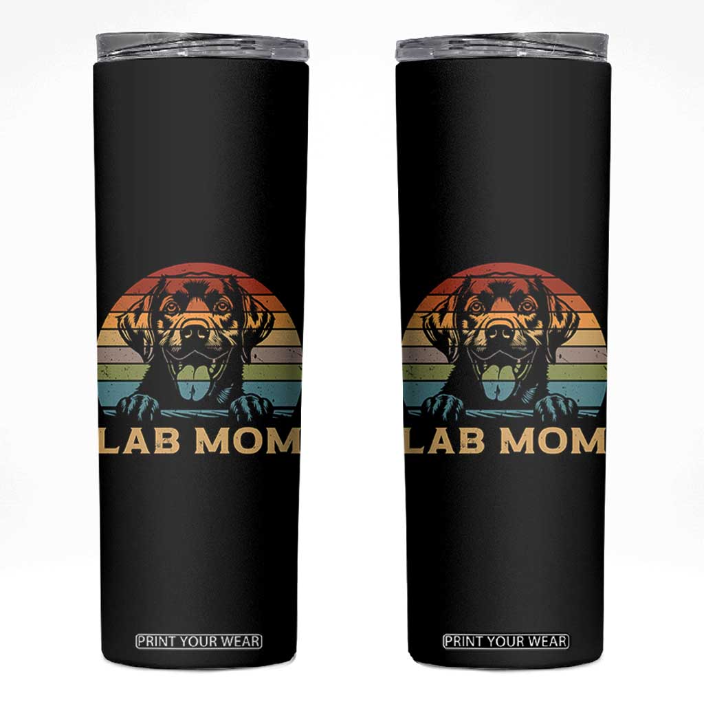 Lab Mom Skinny Tumbler Retro Sunset Dog Mom Gift TS12 Black Print Your Wear