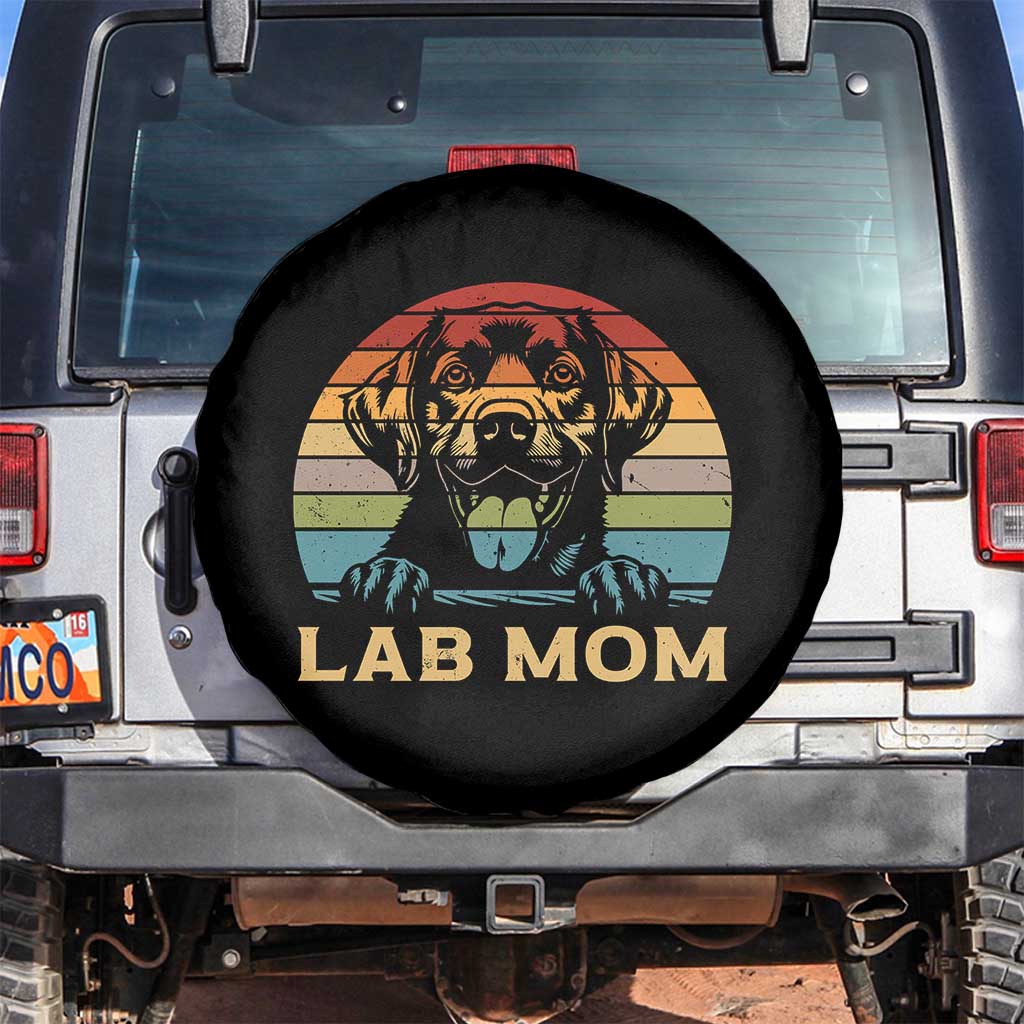 Lab Mom Spare Tire Cover Retro Sunset Dog Mom Gift TS12 No hole Black Print Your Wear