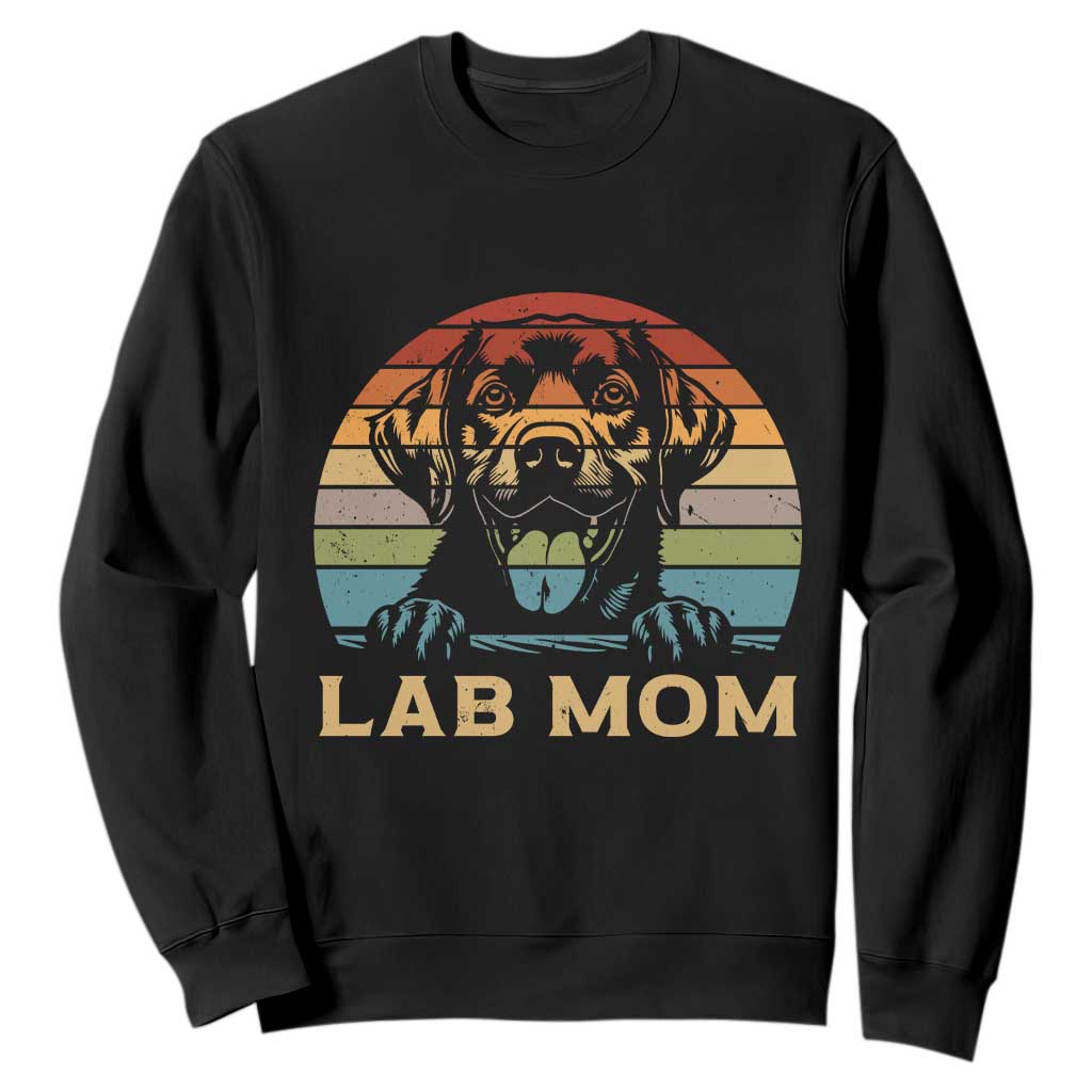 Lab Mom Sweatshirt Retro Sunset Dog Mom Gift TS12 Black Print Your Wear
