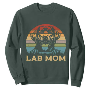 Lab Mom Sweatshirt Retro Sunset Dog Mom Gift TS12 Dark Forest Green Print Your Wear