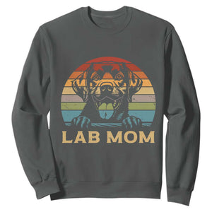 Lab Mom Sweatshirt Retro Sunset Dog Mom Gift TS12 Dark Heather Print Your Wear