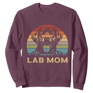 Lab Mom Sweatshirt Retro Sunset Dog Mom Gift TS12 Maroon Print Your Wear