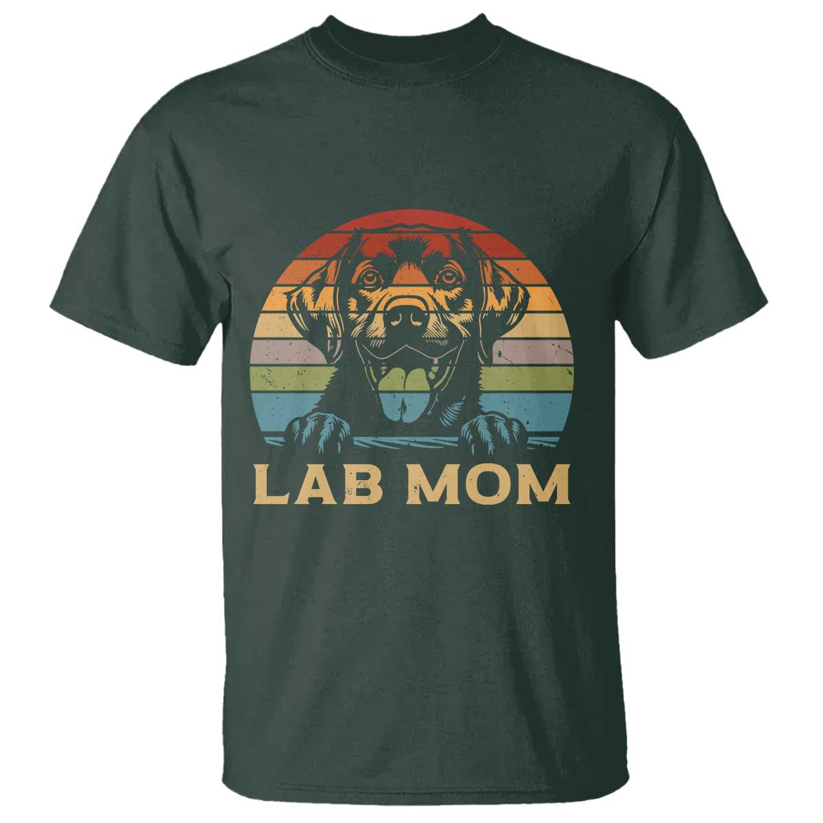 Lab Mom T Shirt Retro Sunset Dog Mom Gift TS12 Dark Forest Green Print Your Wear