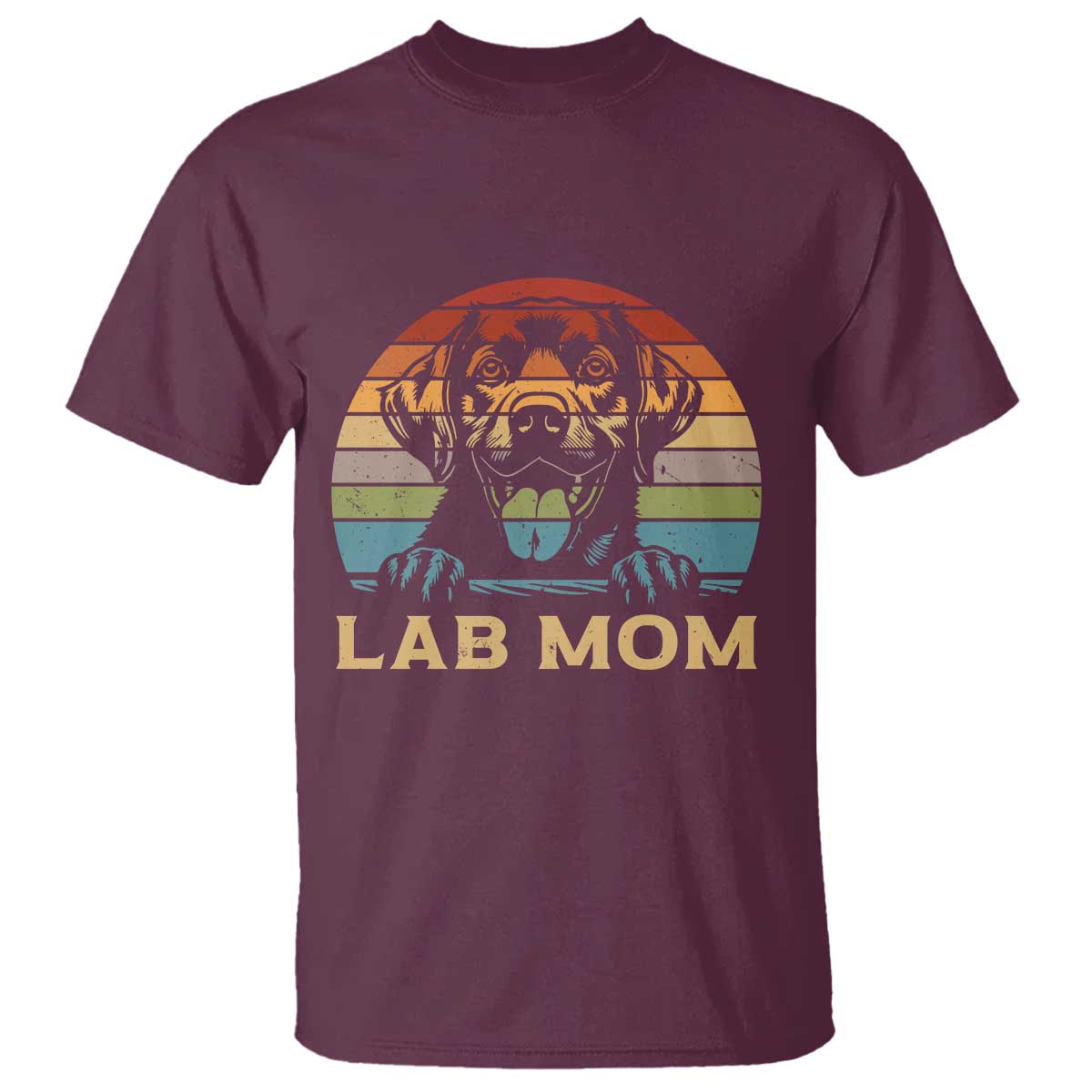 Lab Mom T Shirt Retro Sunset Dog Mom Gift TS12 Maroon Print Your Wear