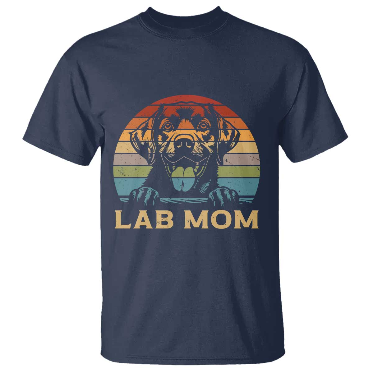 Lab Mom T Shirt Retro Sunset Dog Mom Gift TS12 Navy Print Your Wear