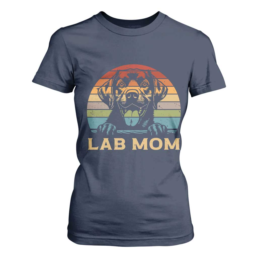 Lab Mom T Shirt For Women Retro Sunset Dog Mom Gift TS12 Navy Print Your Wear