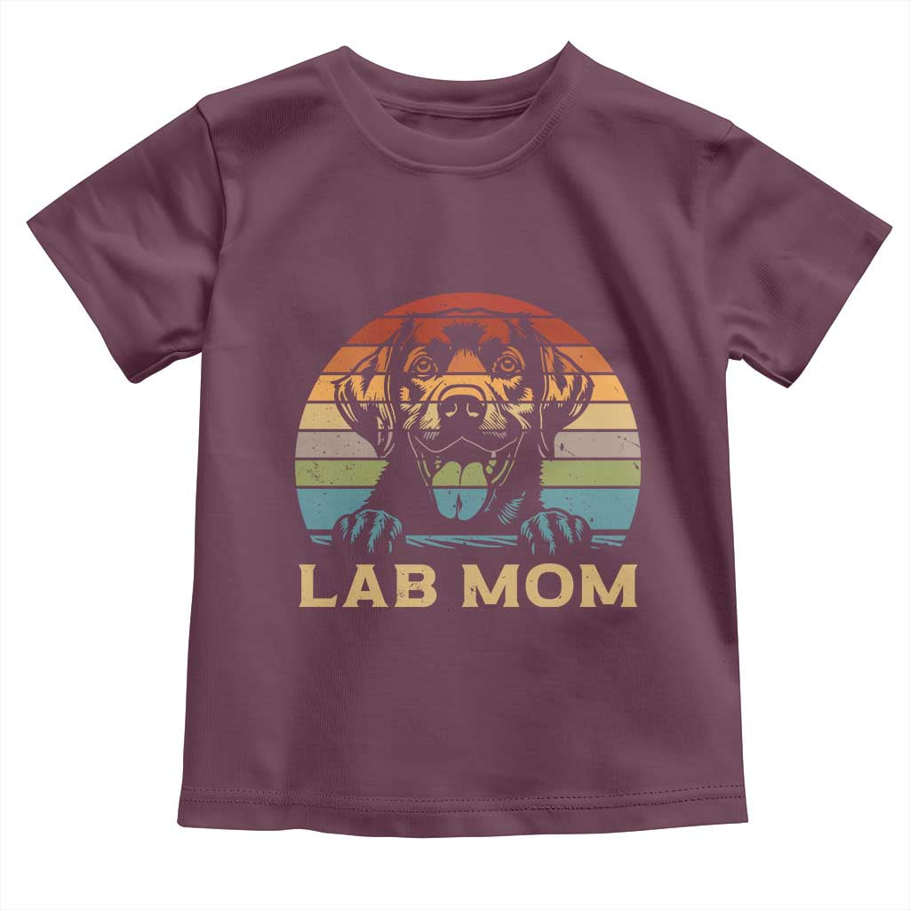 Lab Mom Toddler T Shirt Retro Sunset Dog Mom Gift TS12 Maroon Print Your Wear
