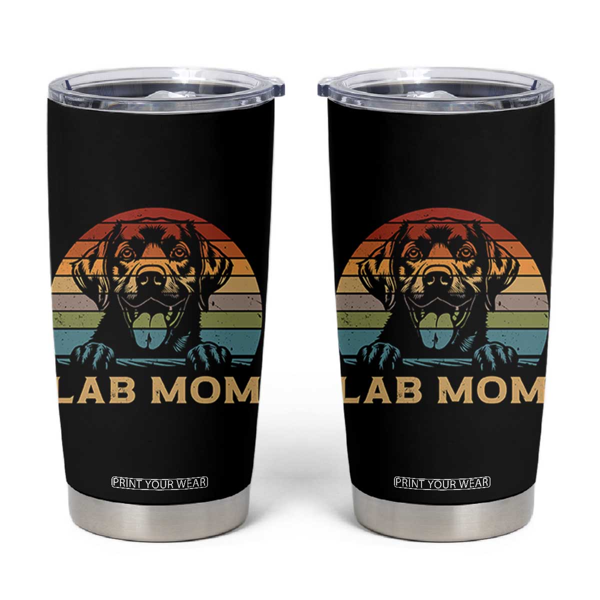 Lab Mom Tumbler Cup Retro Sunset Dog Mom Gift TS12 Black Print Your Wear