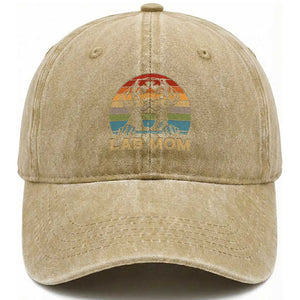 Lab Mom Washed Cotton Baseball Cap Retro Sunset Dog Mom Gift TS12 Print Your Wear