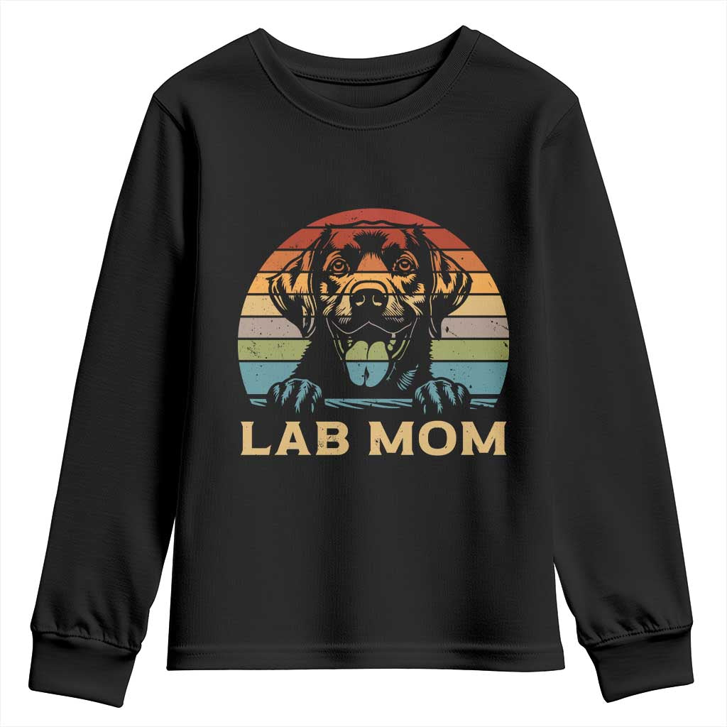 Lab Mom Youth Sweatshirt Retro Sunset Dog Mom Gift TS12 Black Print Your Wear