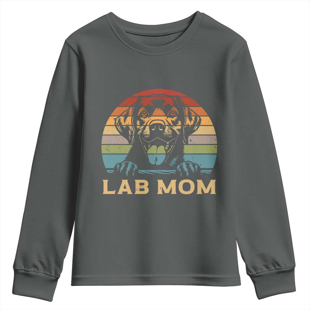 Lab Mom Youth Sweatshirt Retro Sunset Dog Mom Gift TS12 Dark Heather Print Your Wear