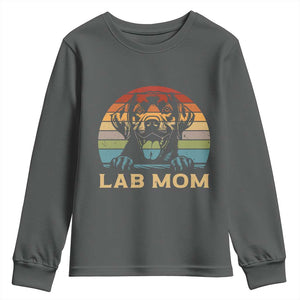 Lab Mom Youth Sweatshirt Retro Sunset Dog Mom Gift TS12 Dark Heather Print Your Wear