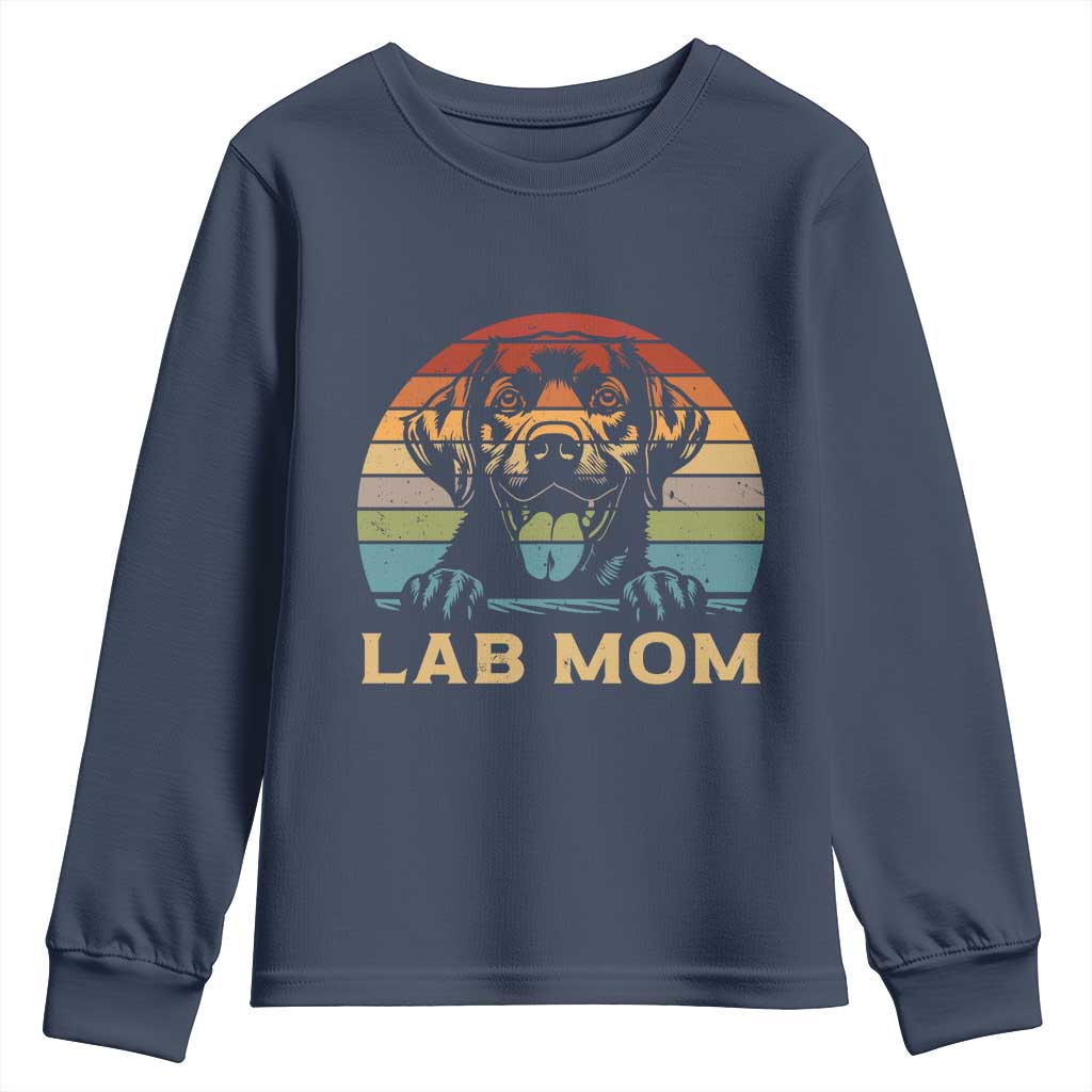 Lab Mom Youth Sweatshirt Retro Sunset Dog Mom Gift TS12 Navy Print Your Wear
