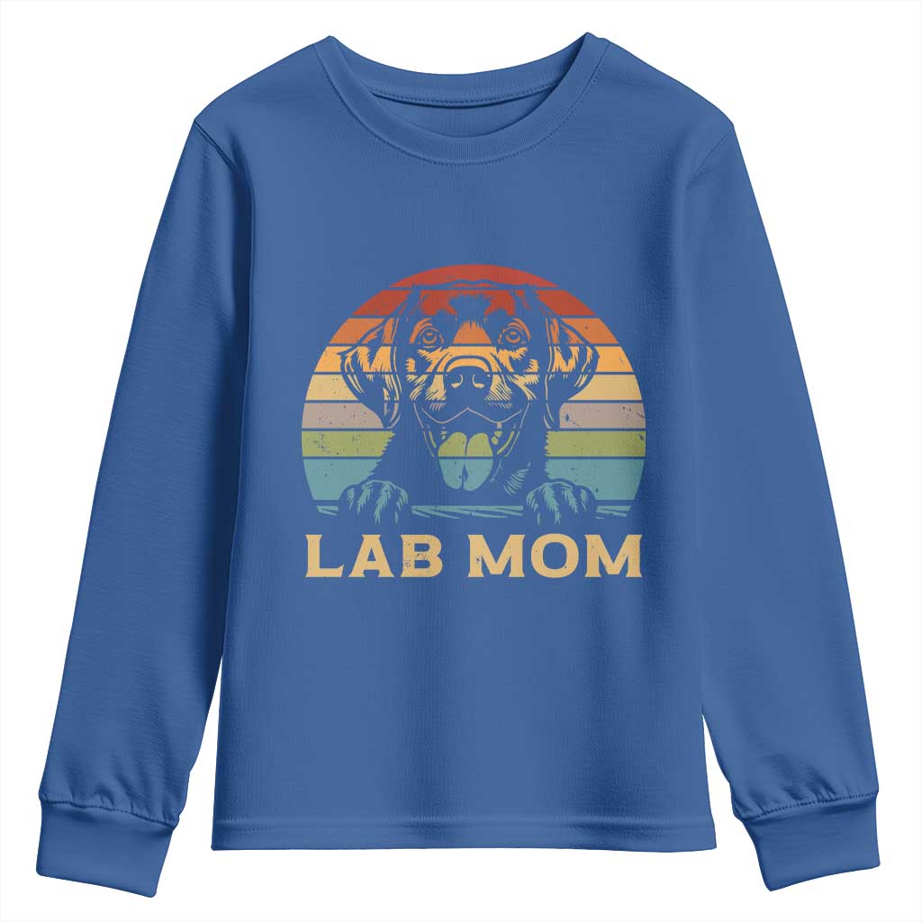 Lab Mom Youth Sweatshirt Retro Sunset Dog Mom Gift TS12 Royal Blue Print Your Wear