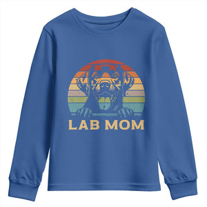 Lab Mom Youth Sweatshirt Retro Sunset Dog Mom Gift TS12 Royal Blue Print Your Wear