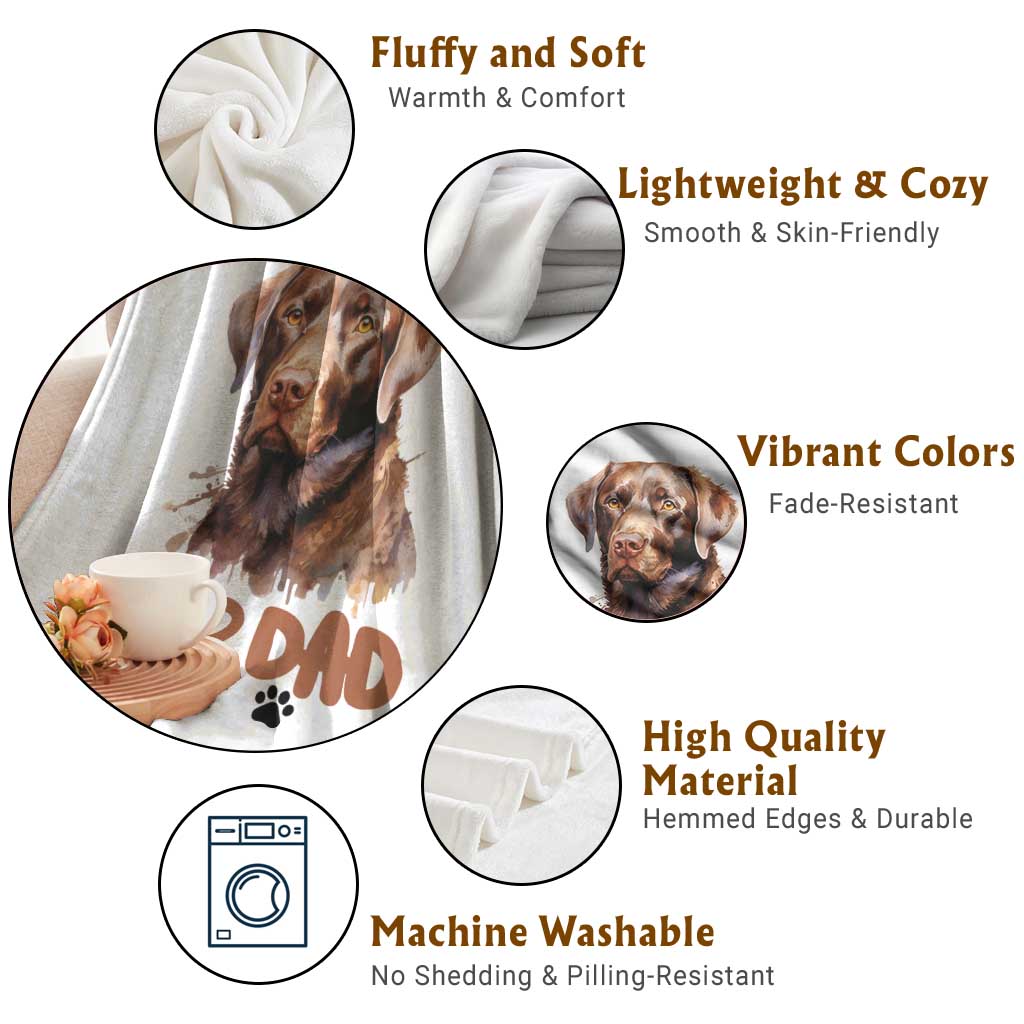 Chocolate Labrador Retriever Dad Throw Blanket Dog Lover Gift TS12 Print Your Wear