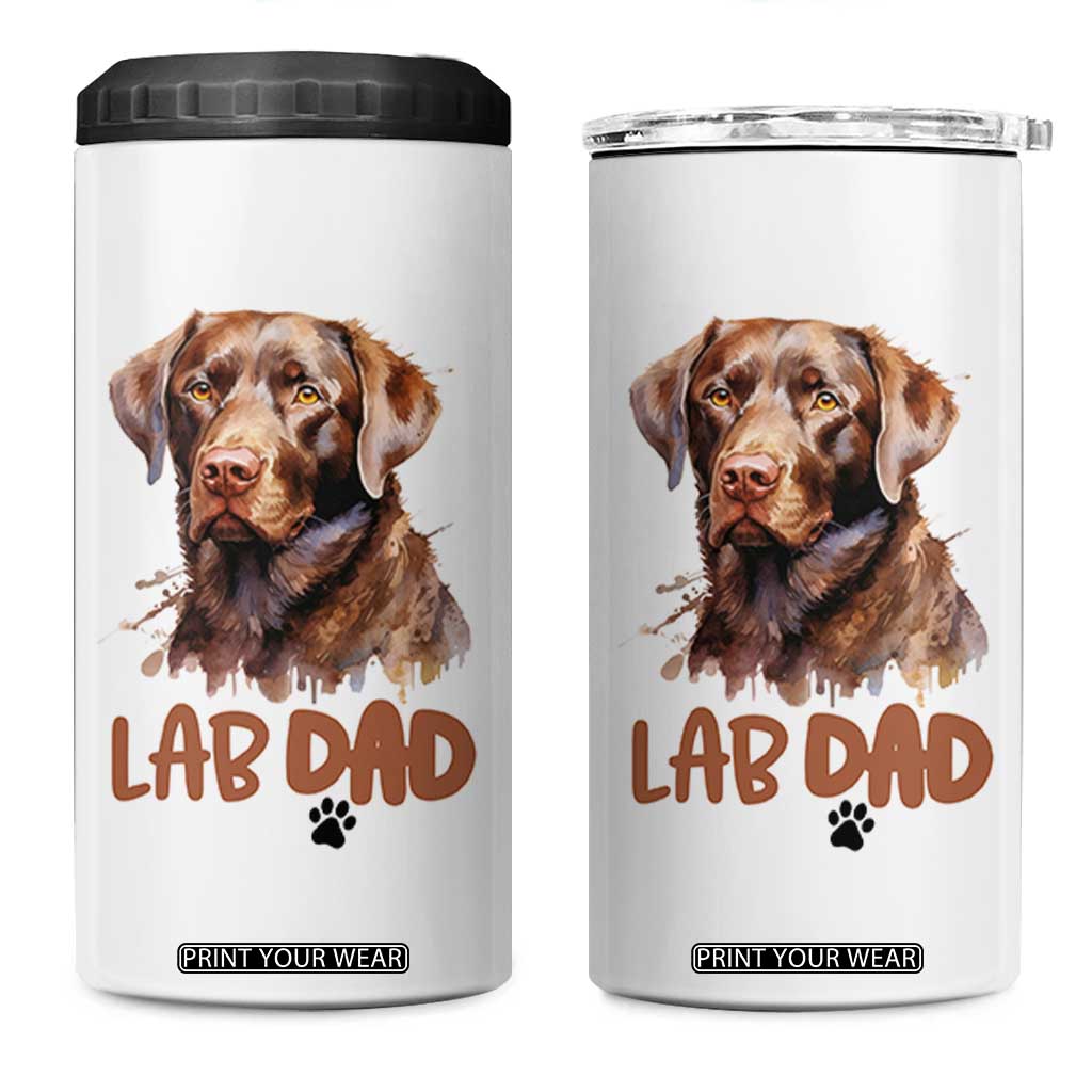Chocolate Labrador Retriever Dad 4 in 1 Can Cooler Tumbler Dog Lover Gift TS12 One Size: 16 oz White Print Your Wear