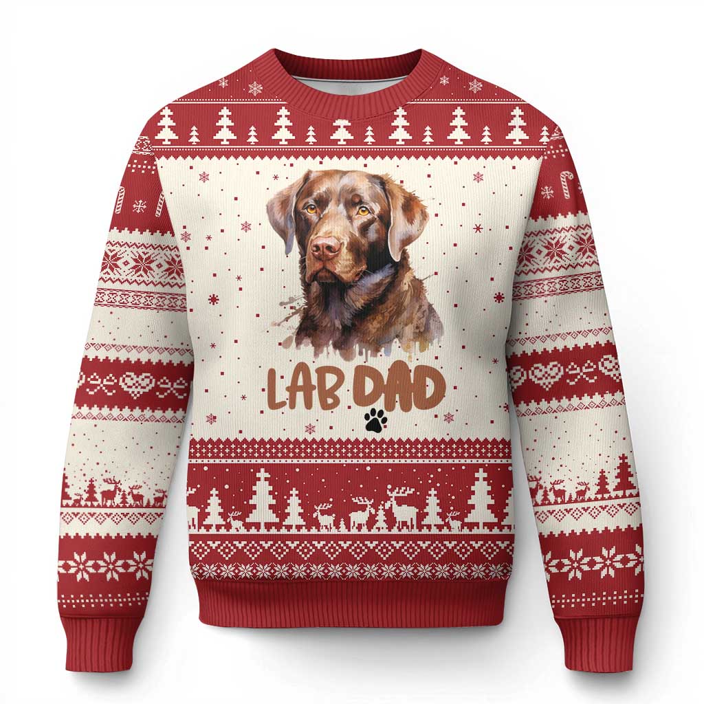 Chocolate Labrador Retriever Dad Ugly Christmas Sweater Dog Lover Gift TS12 Beige Red Print Your Wear