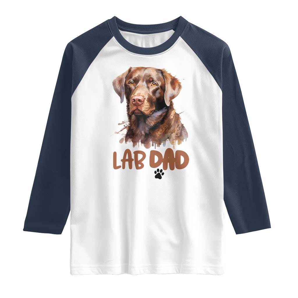 Chocolate Labrador Retriever Dad Raglan Shirt Dog Lover Gift TS12 White Navy Print Your Wear