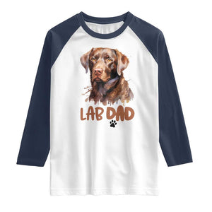 Chocolate Labrador Retriever Dad Raglan Shirt Dog Lover Gift TS12 White Navy Print Your Wear